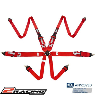 RRS R6 HANS® bezpečnostní pás 6 bodů FIA homologace červený