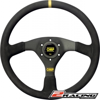 Semišový závodní volant OMP Velocita plochý tříramenný 350/0mm