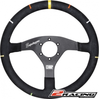 Semišový závodní volant OMP Recce Superleggero plochý tříramenný 350/0mm