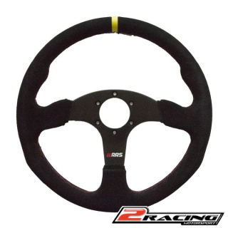 Semišový plochý závodní volant RRS Apex 350mm 3 ramenný