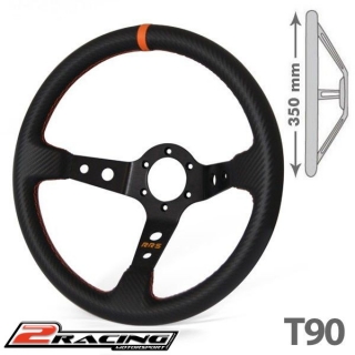 Hladký závodní volant RRS Carbon 350mm/90mm 3 ramenný