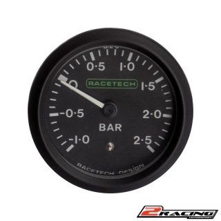 Racetech budík tlak turba -1.0 do +2.5 bar 52mm černý ukazatel mechanický