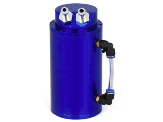 Modrý Oil catch tank, alu nádoba na olej z odvětrání výdechu motoru