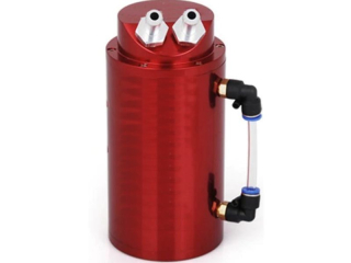 Červený Oil catch tank, alu nádoba na olej z odvětrání výdechu motoru