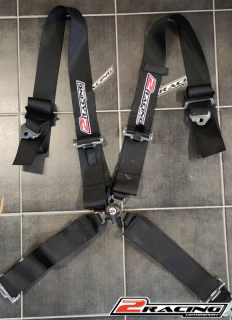 4-bod bezpečnostní závodní pás 2Racing s FIA homologací černý 3" široký