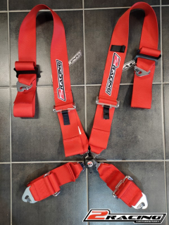4-bod bezpečnostní závodní pás 2Racing s FIA homologací červený 3" široký