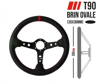 Kožený závodní volant RRS 350mm/90mm hladká kůže