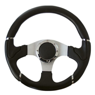 Tuningový hladký volant 320mm plochý stříbrný