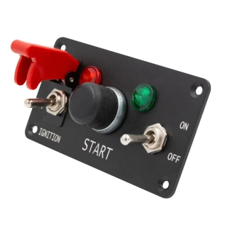 Alu startovací panel 2 přepínače 2 kontrolky černý