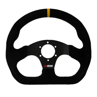 Semišový závodní volant RRS Track 330mm/0mm 3 ramenný plochý