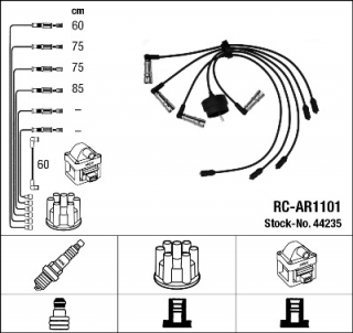 Zapalovací kabely NGK Alfa Romeo 75 1.8 (01.88-08.91) RC-AR1101 44235 (sada)