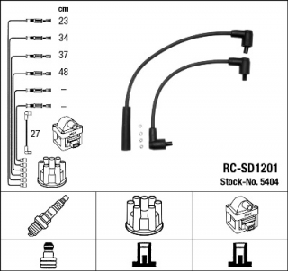 Zapalovací kabely NGK Škoda Felicia 1.3 (08.96-03.01) RC-SD1201 5404 (sada)