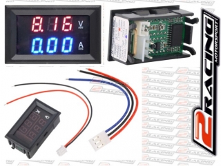 Voltmetr Ampérmetr digi LED na motorku, auto panelový ukazatel odběru proudu 10A