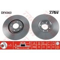 Citroen C4 brzdové kotouče STANDARD 302mm na 26mm TRW - DF4363