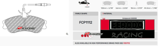Závodní destičky DS2500 Ferodo racing FCP1112H