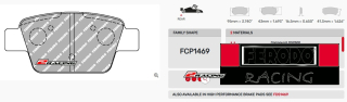 Závodní destičky DS2500 Ferodo racing FCP1469H