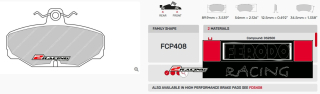 Závodní destičky DS2500 Ferodo racing FCP408H