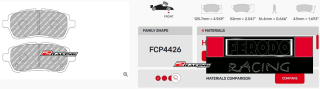Závodní destičky DS2500 Ferodo racing FCP4426H