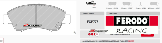 Závodní destičky DS2500 Ferodo racing FCP777H
