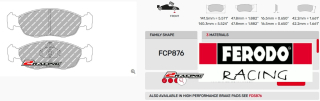 Závodní destičky DS2500 Ferodo racing FCP876H