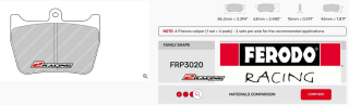 Závodní destičky DS3000 Ferodo racing FRP3020R
