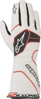 Rukavice Alpinestars Tech 1 Race v2 červená černá bílá s FIA homologací