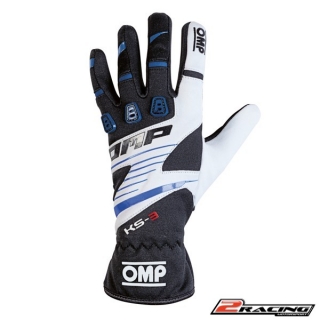 Dětské Kartingové rukavice OMP KS-3 modrá černá bílá