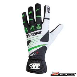 Dětské Kartingové rukavice OMP KS-3 zelená černá bílá