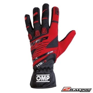 Dětské Kartingové rukavice OMP KS-3 červená černá