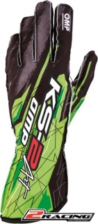 Kartingové rukavice OMP KS-2 Art zelená černá