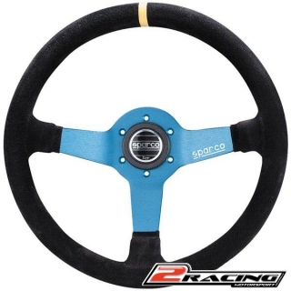 Semišový závodní volant Sparco R345 Monza tříramenný 350/63mm