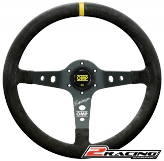 Semišový závodní volant OMP Corsica tříramenný 350/95mm