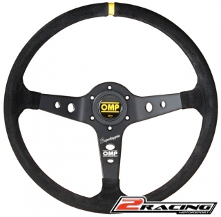 Semišový závodní volant OMP Corsica tříramenný 350/95mm