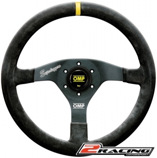 Semišový závodní volant OMP Velocita plochý tříramenný 350/0mm