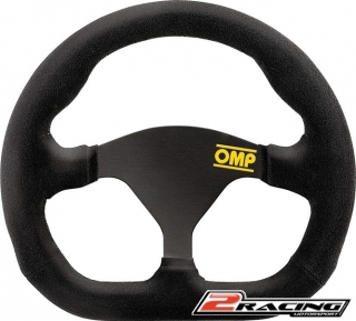 Semišový závodní volant OMP Formula plochý tříramenný 250/0mm