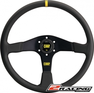 Kožený závodní volant OMP Velocitá 380 plochý tříramenný 380/0mm