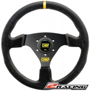 Semišový závodní volant OMP Targa plochý tříramenný 330/0mm