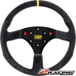 Semišový závodní volant OMP 320S plochý tříramenný 320/0mm