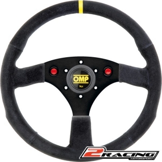 Semišový závodní volant OMP 320SP plochý tříramenný 320/0mm
