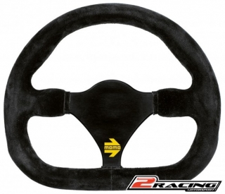 Semišový závodní volant Momo Model 27 plochý tříramenný 290/0mm