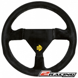 Semišový závodní volant Momo Model 11 plochý tříramenný 280/0mm