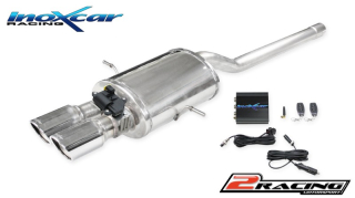 Zadní s tlumiče společně scentral koncovka 2 x průměru 80 X-RACE + Valve společně selectric engine + Remote control Inoxcar racing VALV.MINI.04