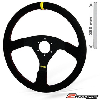 Semišový závodní volant terénní auto plochý RRS OFF ROAD 380/0mm