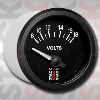STACK voltmetr 8-18V budík- ukazatel 52mm - černý ST-3216