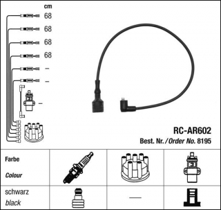 Zapalovací kabely NGK Alfa Romeo 145 1.4 (07.94-09.96) RC-AR602 8195 (sada)
