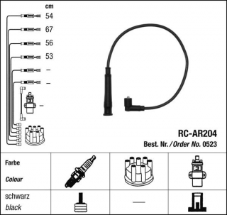Zapalovací kabely NGK Alfa Romeo 145 1.7 (07.94-09.96) RC-AR204 523 (sada)