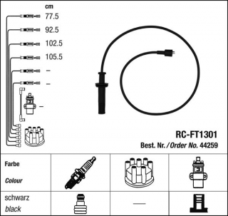 Zapalovací kabely NGK Alfa Romeo 155 2.0 Turbo Q4 (03.92-12.97) RC-FT1301 44259 (sada)