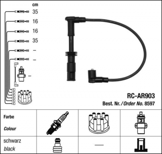 Zapalovací kabely NGK Alfa Romeo 156 1.6 Twin Spark (11.97-09.00) RC-AR903 8597 (sada)