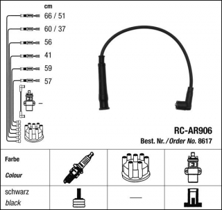 Zapalovací kabely NGK Alfa Romeo 164 2.0 TwinSpark (11.92-12.98) RC-AR906 8617 (sada)