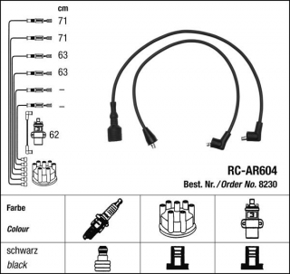 Zapalovací kabely NGK Alfa Romeo 33 1.2 (05.87-06.90) RC-AR604 8230 (sada)
